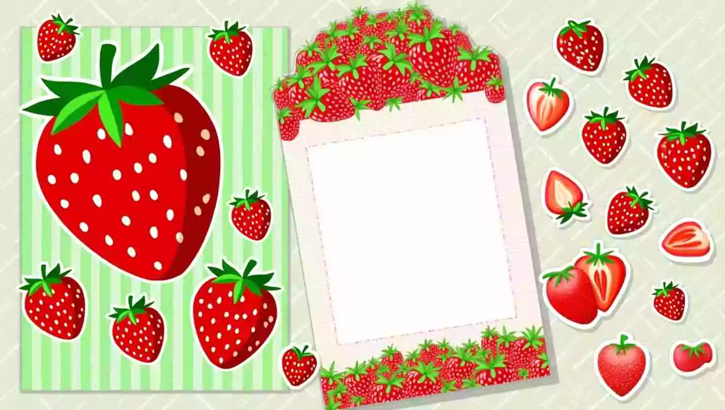 A strawberry-themed party invitation design featuring bright red strawberries and a cute layout. The vibrant design sets a cheerful tone for the party.